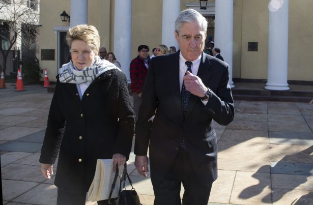 Special counsel Robert Mueller walks with his wife Ann Mueller in Washington on March 24, 2019. (Tasos Katopodis/Getty Images)
