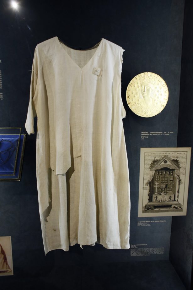 A view of the tunic allegedly worn by Saint Louis on display inside the Notre-Dame de Paris cathedral in Paris on Nov. 29, 2012. (Patrick Kovarik/AFP/Getty Images)