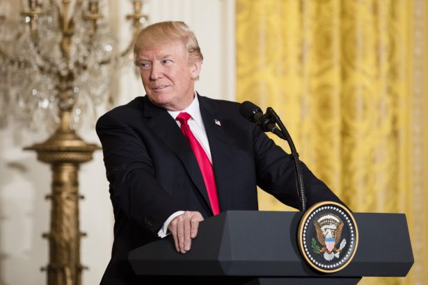President Donald Trump in the East Room of the White House in on March 6, 2018. (Samira Bouaou/The Epoch Times)