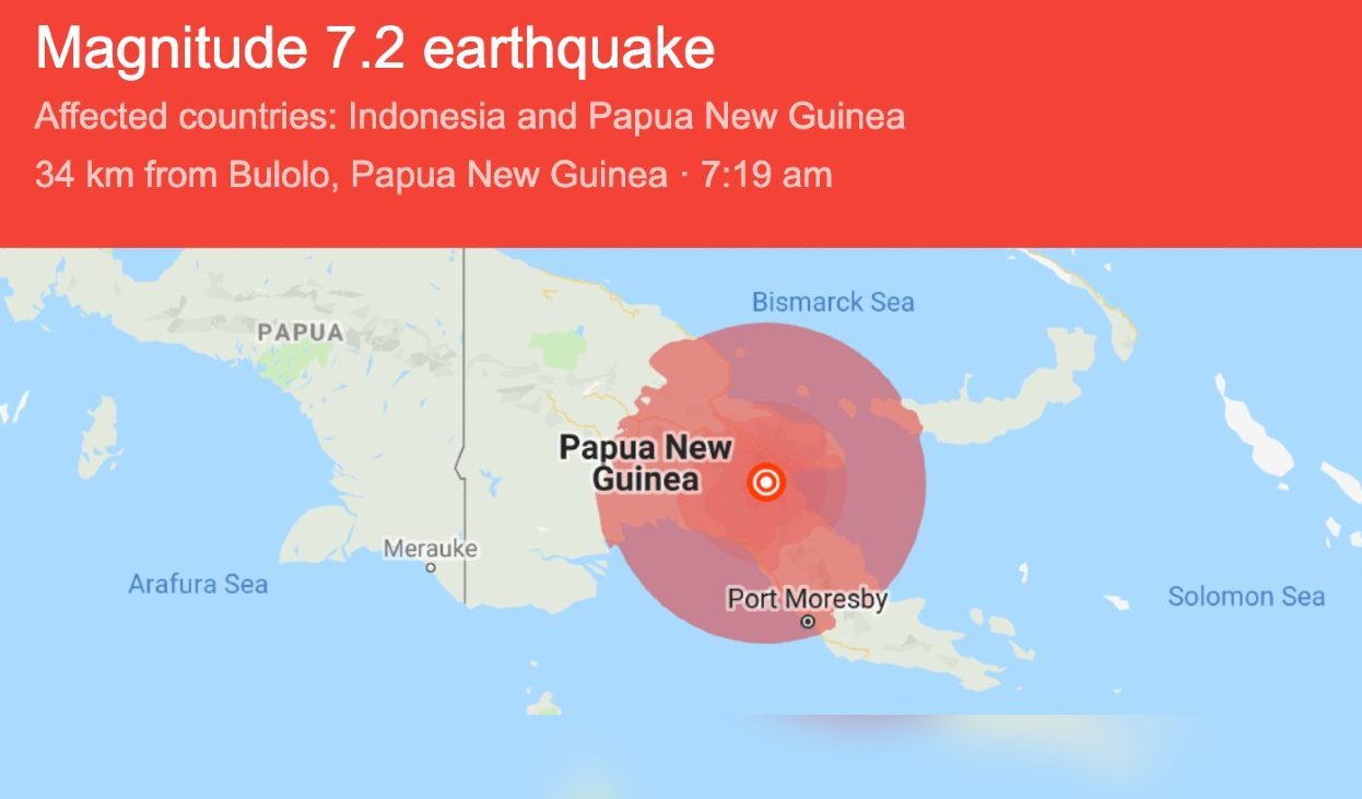 7.2 Magnitude Earthquake Hits Papua New Guinea, So Powerful It Was Felt in Australia