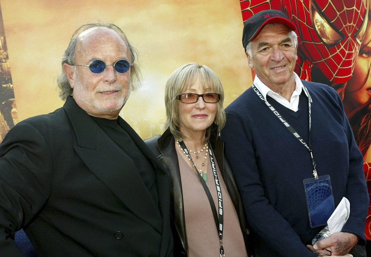 Producers Avi Arad, Laura Ziskin and writer Alvin Sargent attend the premiere of the Sony film "Spider-Man 2" in Westwood, Calif., on June 22, 2004. (Kevin Winter/Getty Images)
