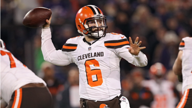 Quarterback Baker Mayfield of the Cleveland Browns throws the ball against the Baltimore Ravens at M&T Bank Stadium in Baltimore, Maryland, on December 30, 2018. (Patrick Smith/Getty Images)