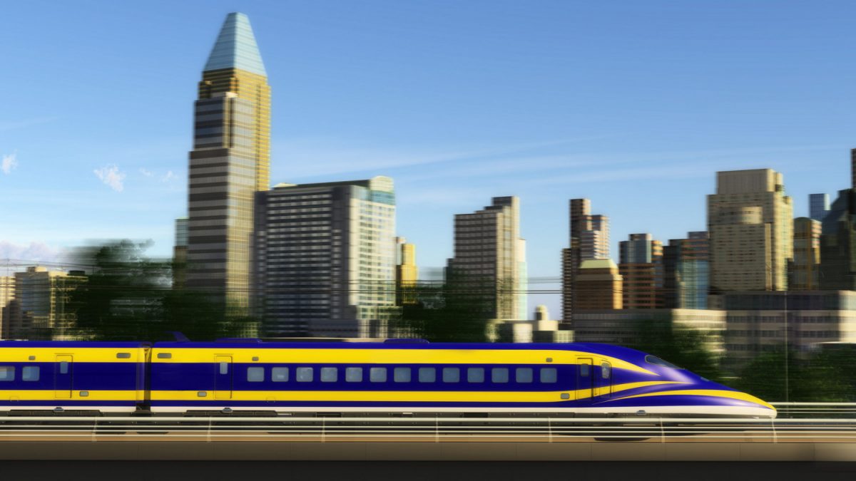 A conceptual rendering of the bullet train. (California High-Speed Rail Authority)