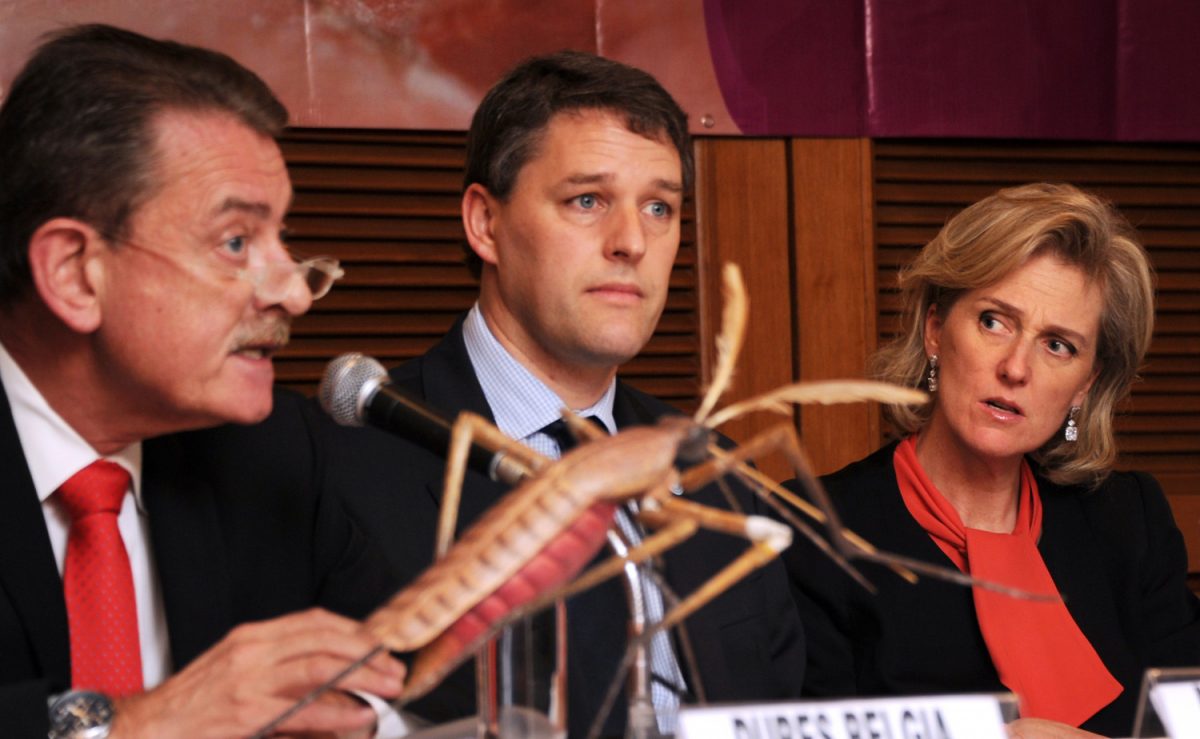 Herve Verhoosel (C), U.N. World Food Program spokesman, at a press conference in Jakarta on April 13, 2012. (Romeo Gacad/AFP/Getty Images)