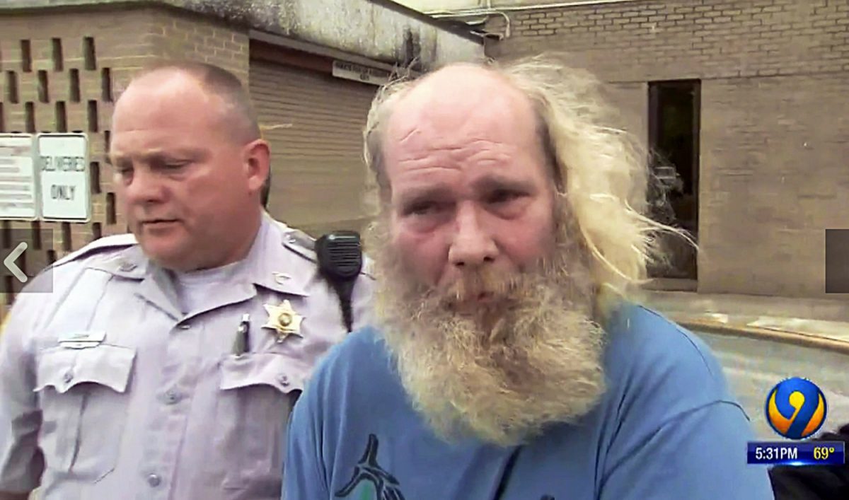 Suspect Edwin Hiatt after his arrest in Burke County, N.C., on May 9, 2019. (WSOC-TV via AP)