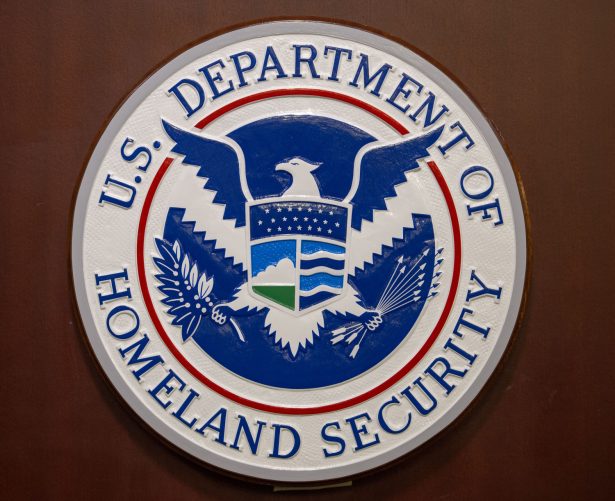 The Homeland Security seal, July 22, 2014. (Paul J. Richards/Getty Images)