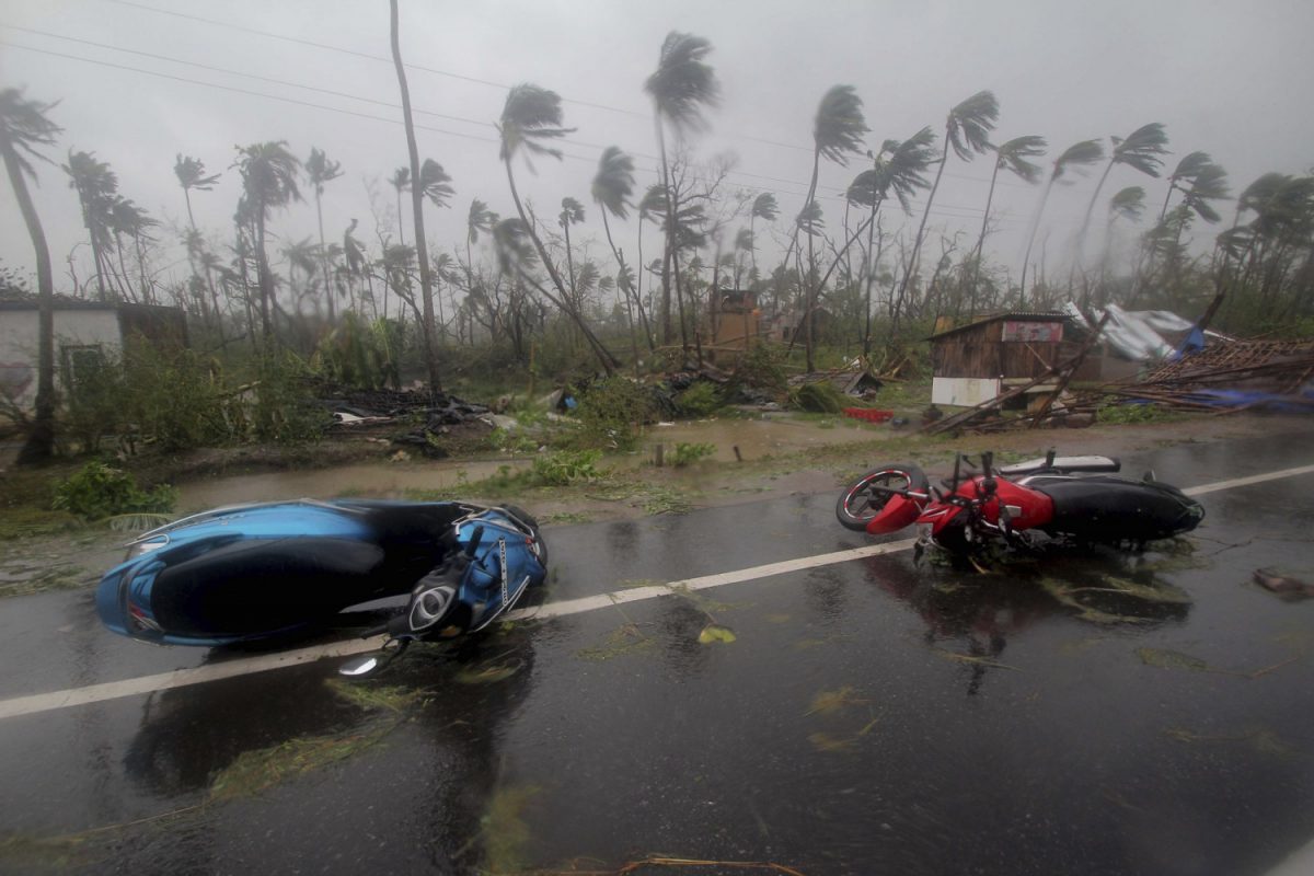 Motorcycles lie on a street in Puri district after Cyclone Fani hit the coastal eastern state of Odisha, India, on May 3, 2019. (AP Photo)
