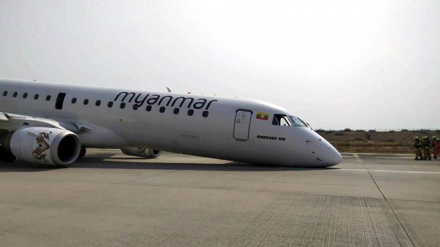 Myanmar Pilot Safely Lands Plane on Its Nose After Landing Gear Failure