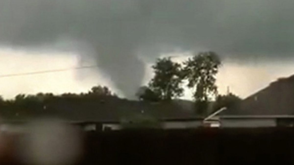 This still image taken from video provided by Shayla Brooks shows a tornado in Carl Junction, Mo., on May 22, 2019. (Shayla Brooks via AP)