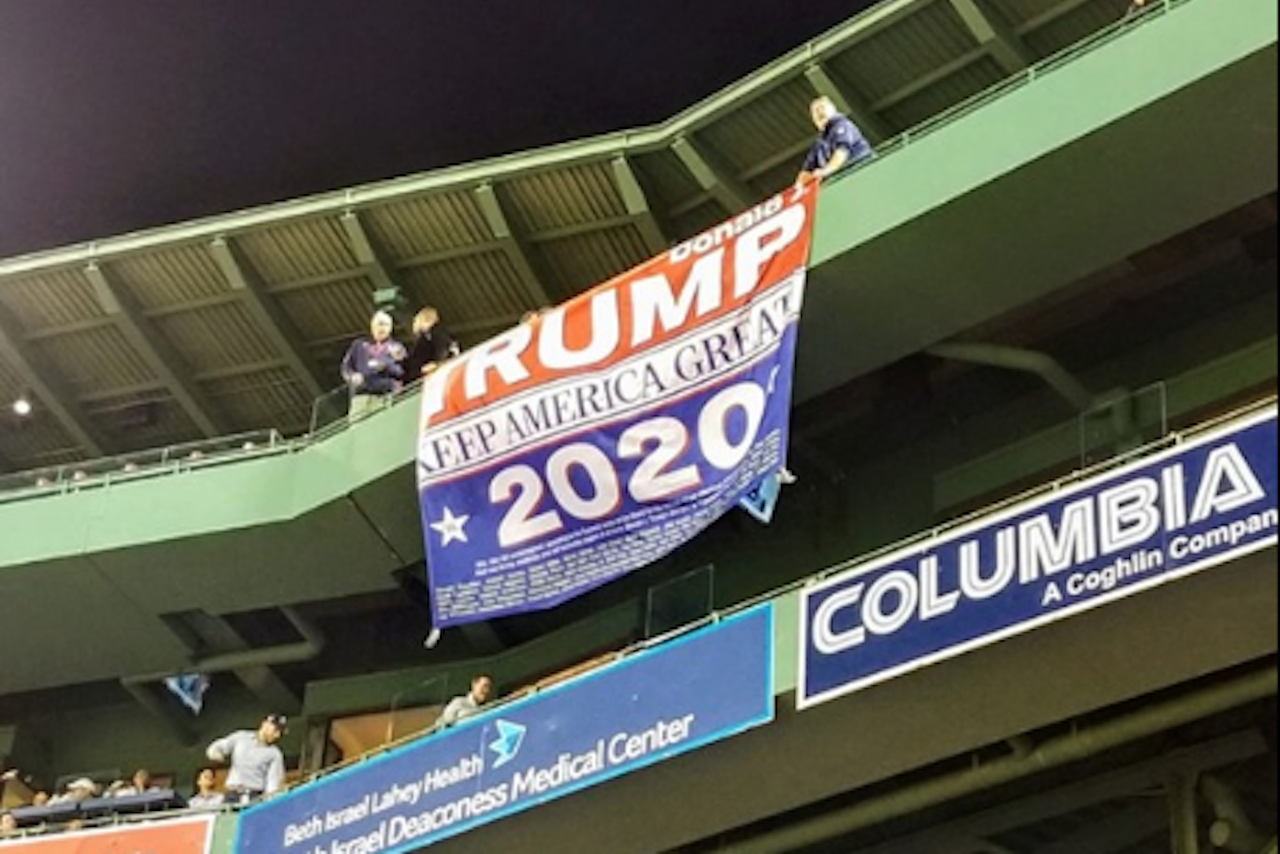 Trump Supporter Unfurls ‘Keep America Great’ Flag at Boston’s Fenway Park, but It Gets Quickly Ripped Down