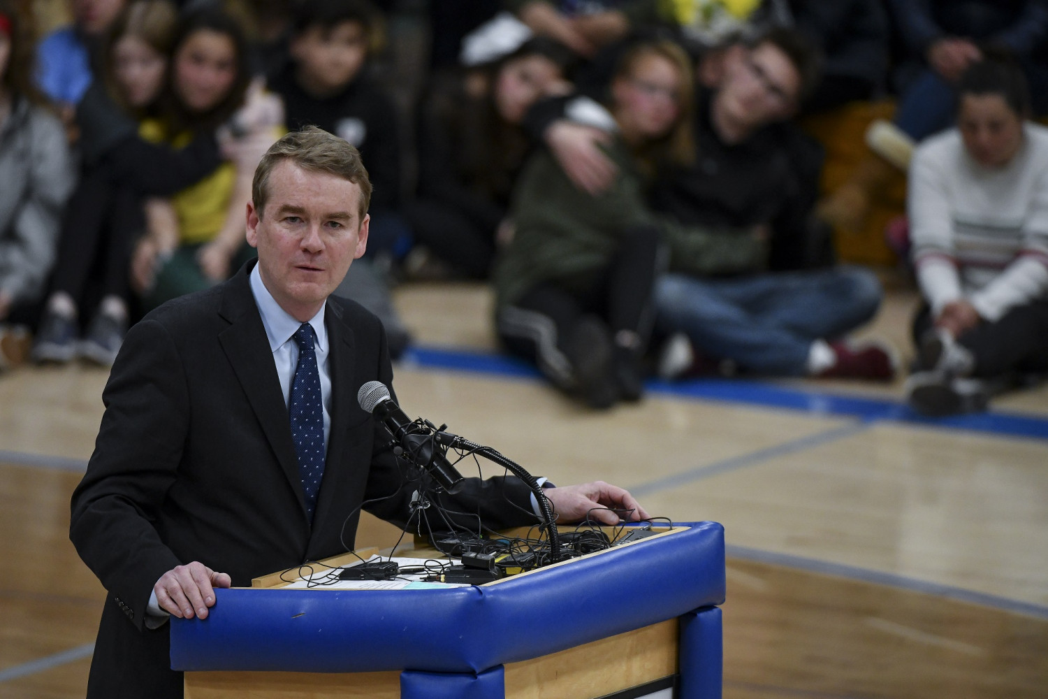 Sen. Michael Bennet (D-Colo.) speaks during a vigil at Highlands Ranch High School in Highlands Ranch, Colo. on May 8, 2019. (Photo by Michael Ciaglo/Getty Images)