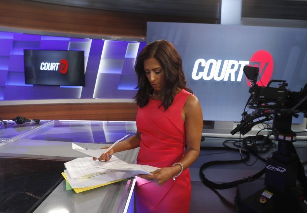 Court TV anchor Seema Iyer looks over papers on the set, in Alt.,on May 2, 2019. (John Bazemore/AP Photo)
