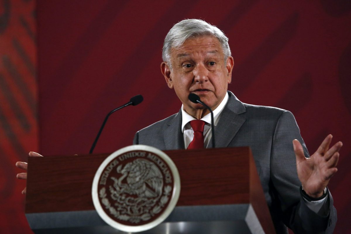 Mexico's President Andrés Manuel López Obrador speaks during a press conference at the National Palace, in Mexico City, on May 31, 2019. (Ginnette Riquelme/AP)