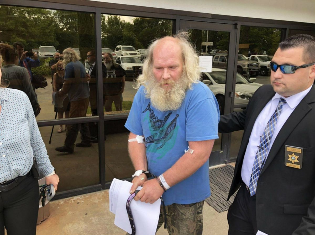 Suspect Edwin Hiatt after his arrest in Burke County, N.C., on May 9, 2019. (WSOC-TV via AP)