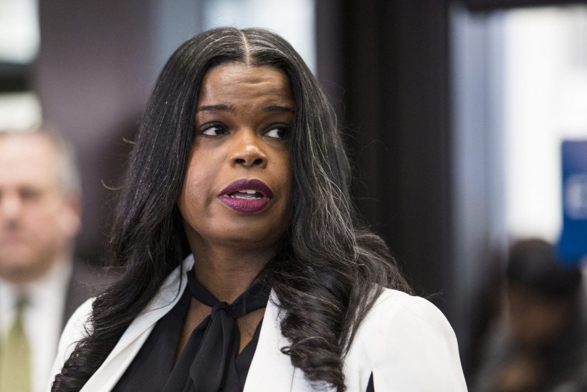 Cook County State's Attorney Kim Foxx speaks to reporters at the Leighton Criminal Courthouse in Chicago, on Feb. 23, 2019. (Ashlee Rezin/Chicago Sun-Times via AP, File)