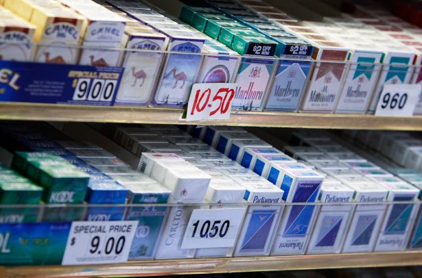 Cigarette packs are on display for sale in a shop in New York City on April 1, 2009. (Mario Tama/Getty Images)