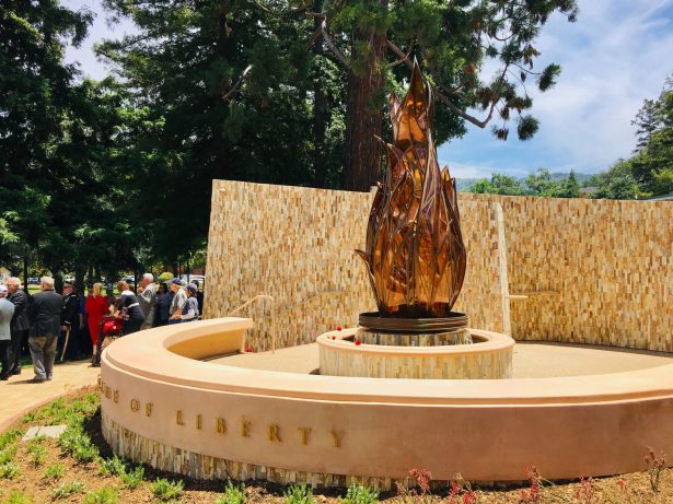 The Flame of Liberty was revealed to the public on the Civic Center Lawn, June 15, 2019. (Ilene Eng/NTD)