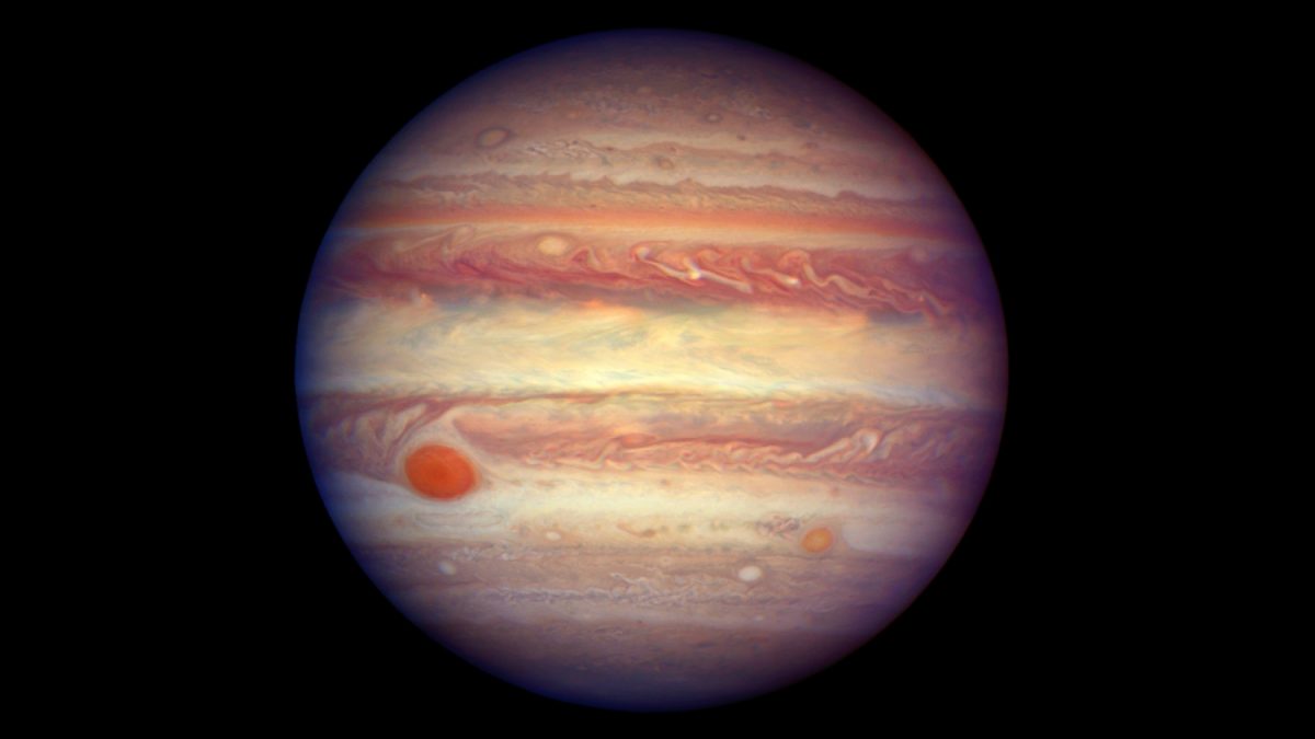 This image made available by NASA shows the planet Jupiter when it was at a distance of about 668 million kilometers (415 million miles) from Earth in 2016. (NASA, ESA, and A. Simon (GSFC) via AP)