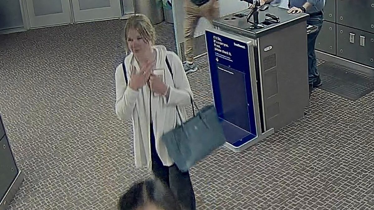 Mackenzie Lueck, 23, captured on security cameras at Salt Lake City International Airport.(Salt Lake City Airport/PD via CNN)