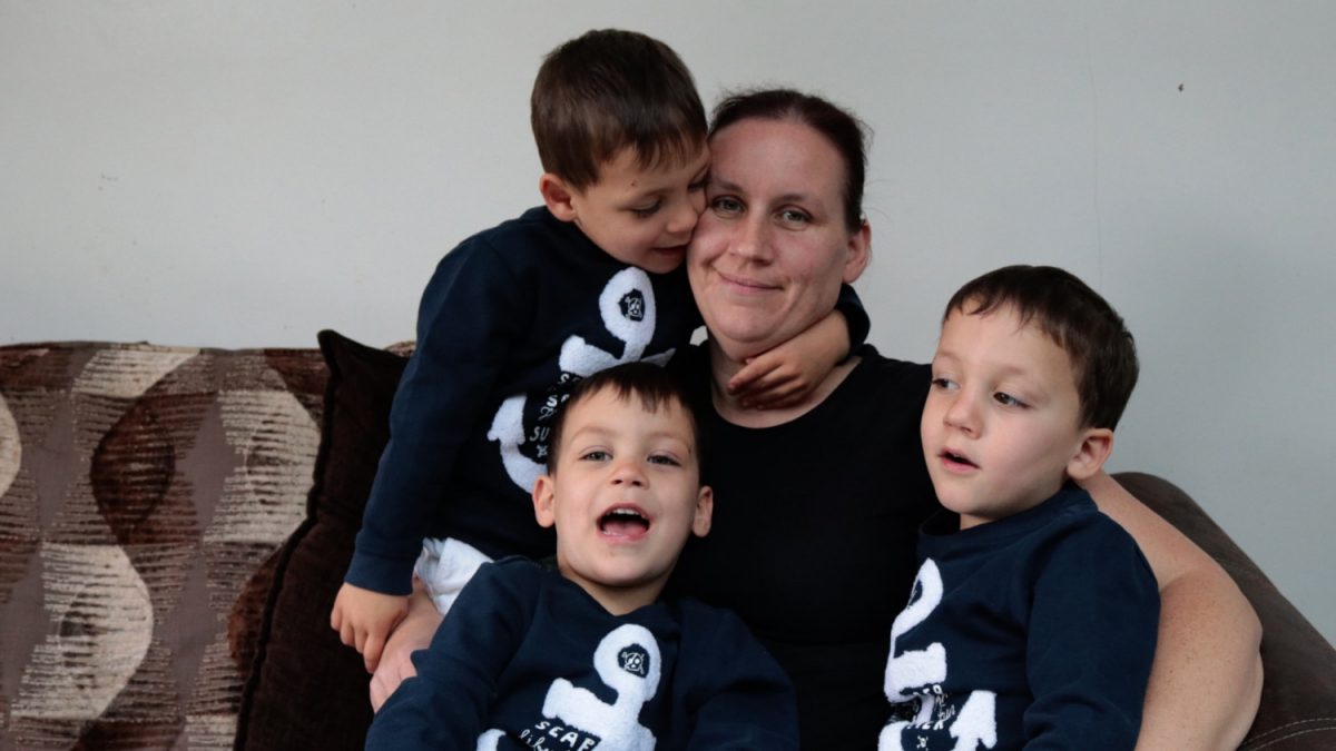 Claire Cerikci with her boys at home in Essex, United Kingdom. (NTD Television)