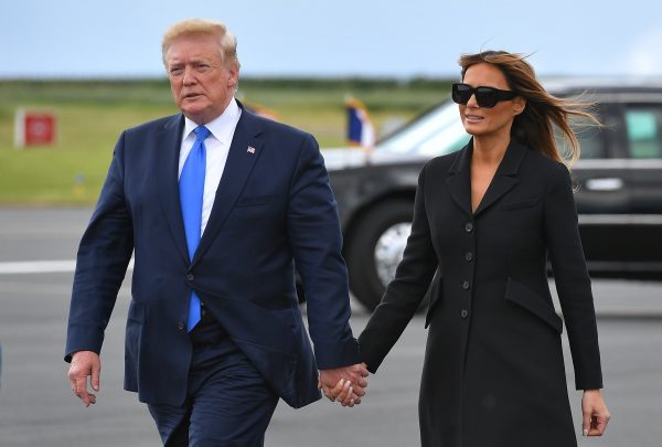 Melania Trump Goes for Classic Look in Black Dior Coat Dress for Normandy D-day Commemoration