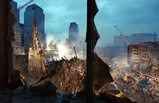 The wreckage of the World Trade Center 25 in New York City on Sept. 11, 2001. (Eric Feferberg/AFP/Getty Images)
