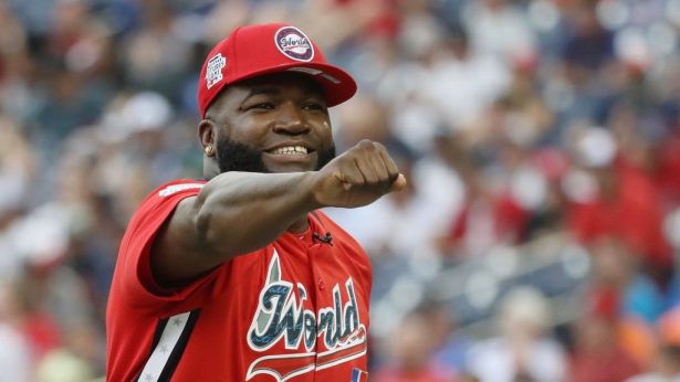 David Ortiz celebrates during the SiriusXM All-Star Futures Game at Nationals Park in Washington on July 15, 2018. (Rob Carr/Getty Images)