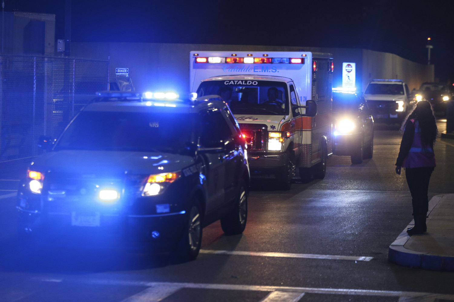 An ambulance carrying David Ortiz is escorted to Mass General Hospital in Boston on June 10, 2019. (Nathan Klima/The Boston Globe via AP)