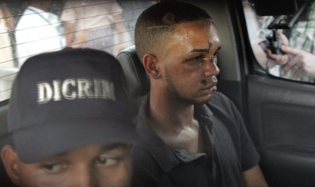 Eddy Vladimir Féliz Garcia, in custody in connection with the shooting of former Boston Red Sox slugger David Ortiz, is transferred by police to court in Santo Domingo, Dominican Republic on June 11, 2019. (Roberto Guzman/AP Photo)