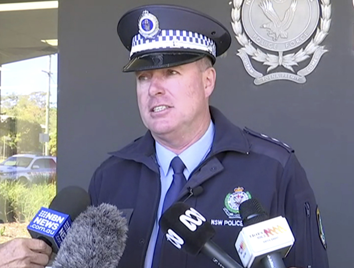 New South Wales state police Acting Inspector Darren Williams speaks about child drivers during a news conference in Coffs Harbour, Australia on July 15, 2019. (Australian Broadcasting Corporation via AP)