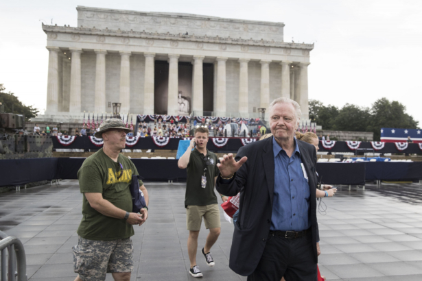 Actor Jon Voight greets crowds during the opening festivities of President Donald Trump's "Salute to America" ceremony in front of the Lincoln Memorial in Washington on July 4, 2019. (Sarah Silbiger/Getty Images)