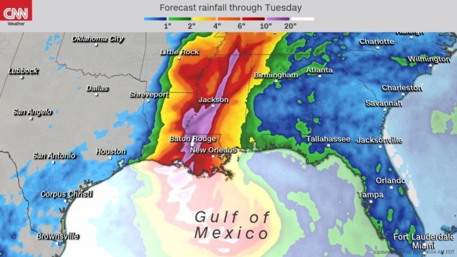 Millions Are Under a Flood Risk as a Storm Strengthens in the Gulf of Mexico