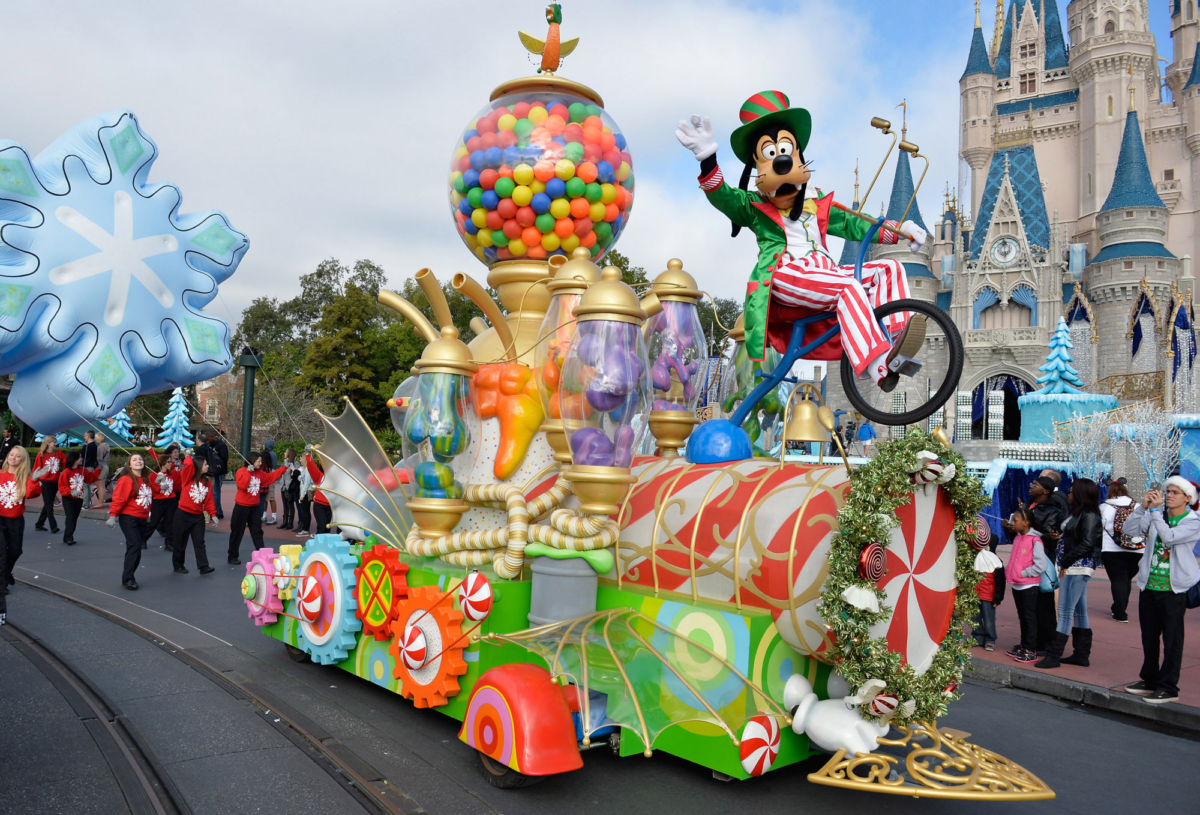 A view of the parade during the taping of the Disney Parks "Frozen Christmas Celebration" TV Special in the Magic Kingdom Park at the Walt Disney World Resort in Lake Buena Vista, Fla., on Dec. 9, 2014. (Mark Ashman/Disney Parks via Getty Images)