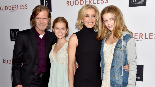 (L-R) William H. Macy, Sophia Grace Macy, Felicity Huffman, and Georgia Grace Macy attend the Screening Of Samuel Goldwyn Films' "Rudderless" at the Vista Theatre in Los Angeles, California, on Oct. 7, 2014. (Alberto E. Rodriguez/Getty Images)