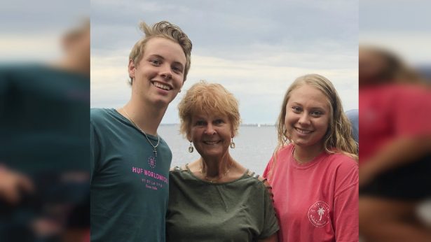 Lynn Fleming is seen with her grandchildren Jonathan and Jensen Fleming. Fleming, 77, contracted Vibrio, a flesh-eating bacteria, while on vacation in Florida and was eventually killed from complications stemming from the infection. (Wade Fleming via AP)