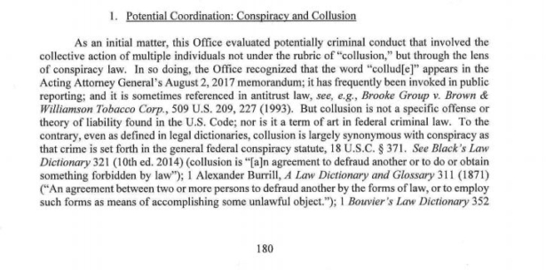 Part of page 180, Volume I of the special counsel's report. (Department of Justice)