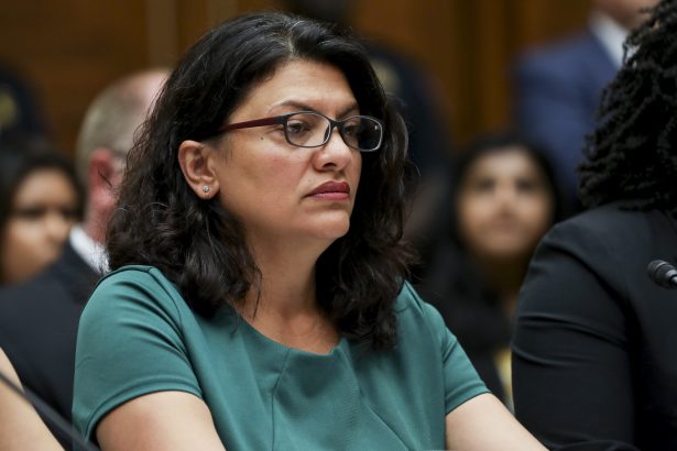 Rep. Rashida Tlaib (D-Mich.) at a House hearing in front of the Committee on Oversight and Reform, in Washington on July 12, 2019. (Charlotte Cuthbertson/The Epoch Times)