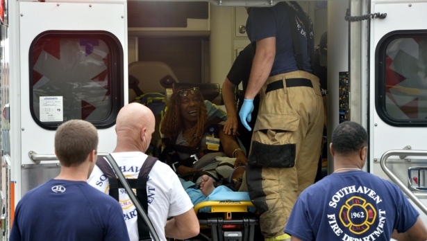 A Walmart employee receives medical attention