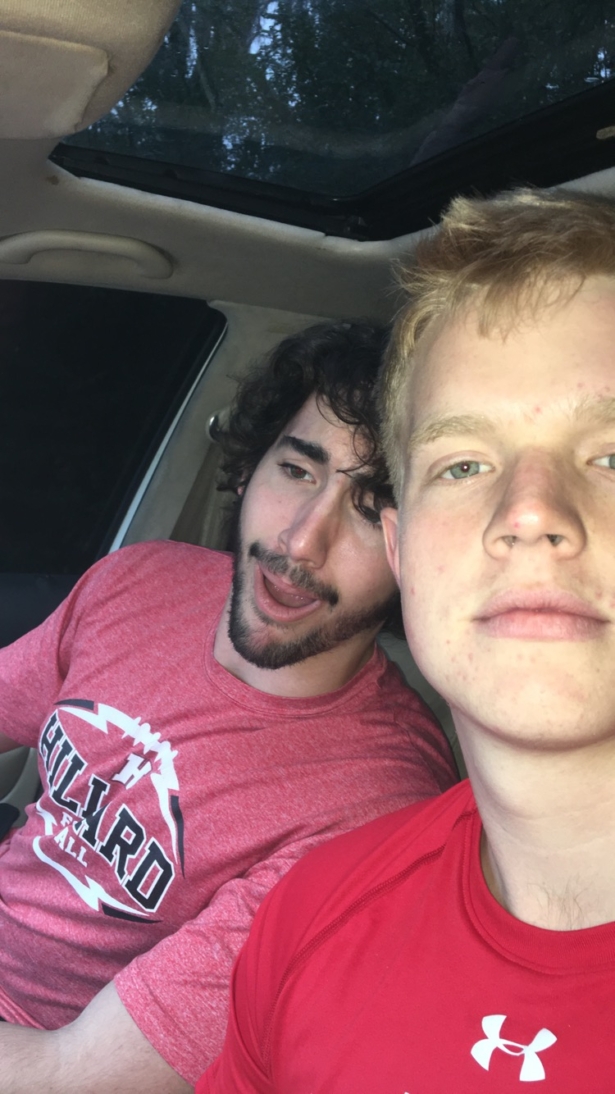 Nathan Dowie (L) with a friend. (GoFundMe)
