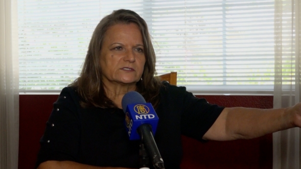 Agnes Gibboney says if California enacts SB 27 into law, she would move to another state to vote for her president, on Aug. 7, 2019. (Ilene Eng/NTD)