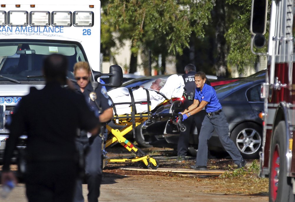 A woman is transported from The Rehabilitation Center at Hollywood Hills as patients are evacuated after a loss of air conditioning due to Hurricane Irma in Hollywood, Fla., on Sept. 13, 2017. (Amy Beth Bennett/South Florida Sun-Sentinel via AP, File)