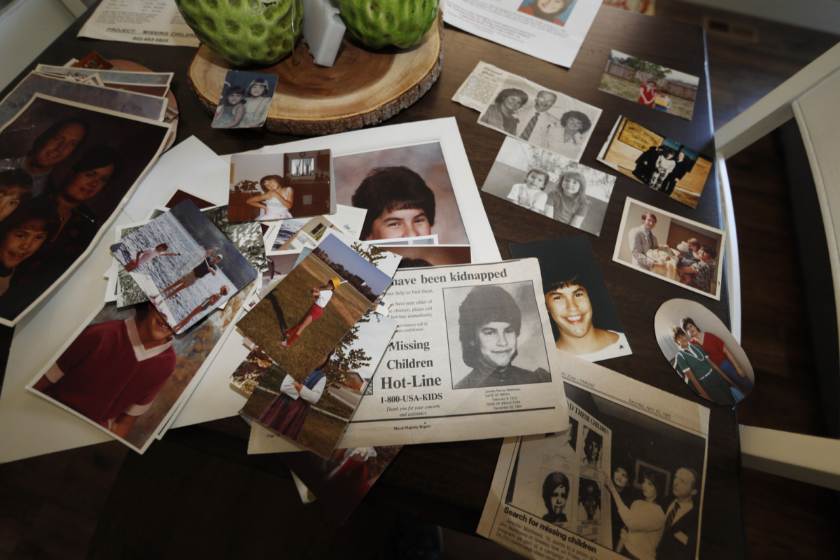 Family photographs of Janelle Matthews, who went missing just before Christmas 1984 and whose remains were found recently in Greeley, Colorado (David Zalubowski/AP Photo)