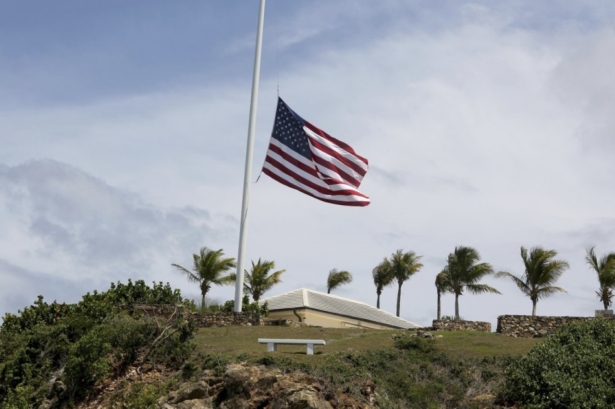 A U.S. flag flies at half staff on Little St. James Island, in the U. S. Virgin Islands, a property owned by Jeffrey Epstein on Aug. 14, 2019. (Gabriel Lopez Albarran/AP Photo)