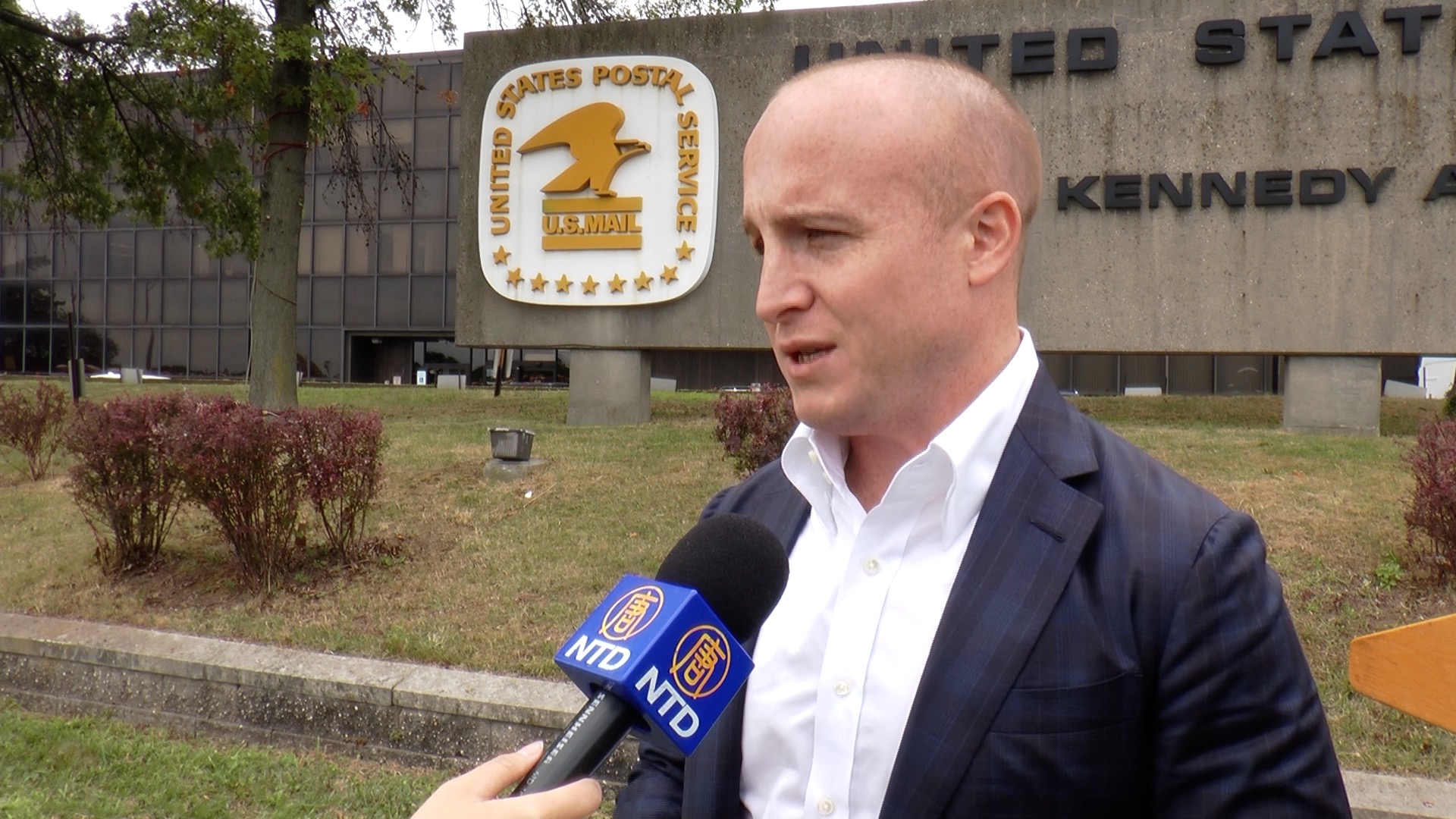 Interview with Congressman Max Rose in front of John. F. Kennedy International Airport in New York on Aug. 27, 2019. (Henry Yan/NTD News)