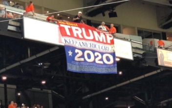 Trump Supporters Display Huge Re-Elect Trump 2020 Banner at Baltimore Orioles Game
