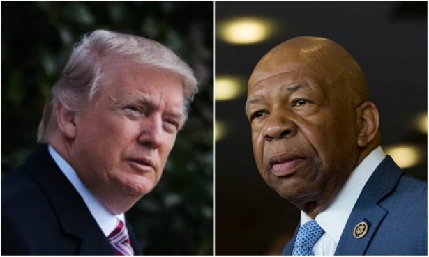 President Donald Trump (L) makes his way across the South Lawn to board Marine One on his way to Newport News, Virginia on March 2, 2017. Rep. Elijah Cummings (D-Md.) speaks to the media at the University of Baltimore in Baltimore, Maryland on May 5, 2015. (Mandel Ngan/AFP/Getty Images; Drew Angerer/Getty Images)