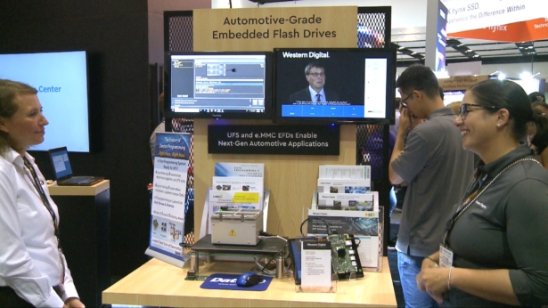 Western Digital showcases its embedded flash for the automotive industry on August 6, 2019. (Jeffery Chen/NTD)