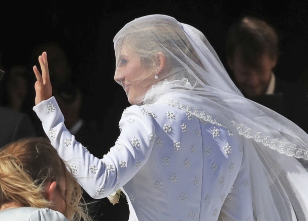 Ellie Goulding arrives at York Minster, York, England, for her wedding to Caspar Jopling, on Aug. 31, 2019. (Peter Byrne/PA via AP)