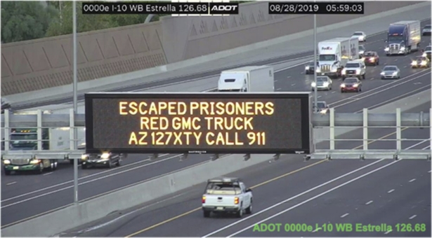 A digital sign over Interstate 10 in the Phoenix metropolitan area