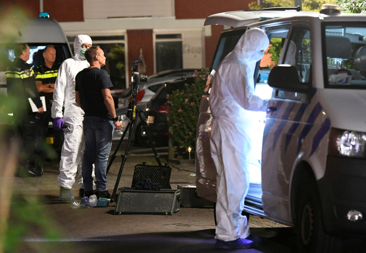 Forensic technicians are seen following a shooting in Dordrecht, Netherlands, on Sept. 9, 2019. (Piroschka van de Wouw/Reuters)